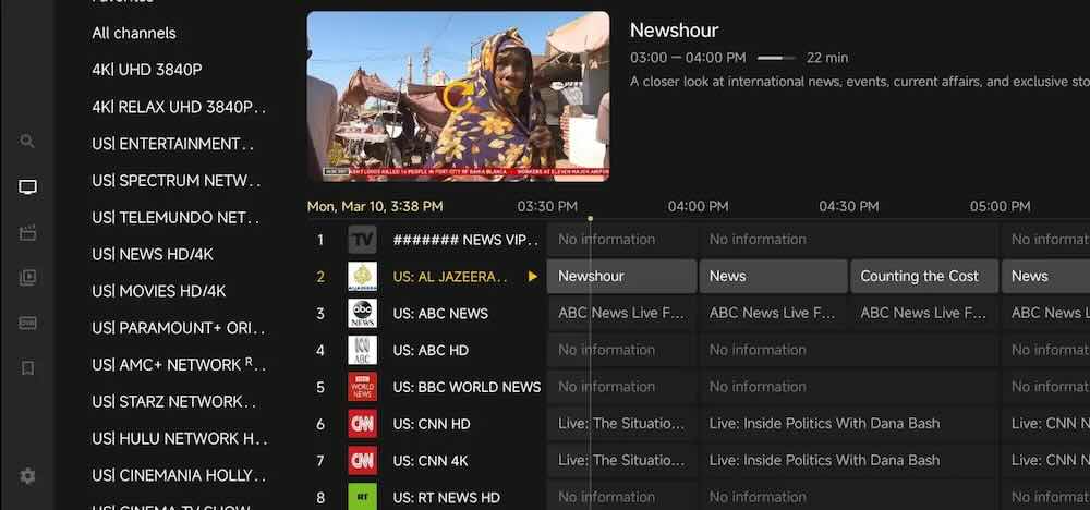 8K Tivimate IPTV app preview